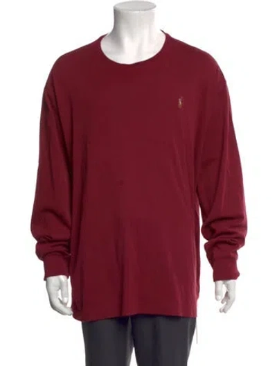 Pre-owned Polo Ralph Lauren Crew Neck Long Sleeve T-shirt In Burgundy