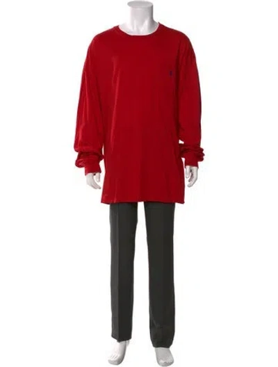 Pre-owned Polo Ralph Lauren Crew Neck Long Sleeve T-shirt In Red