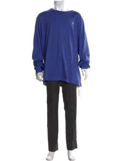 Pre-owned Polo Ralph Lauren Crew Neck Long Sleeve T-shirt W/ Tags In Blue