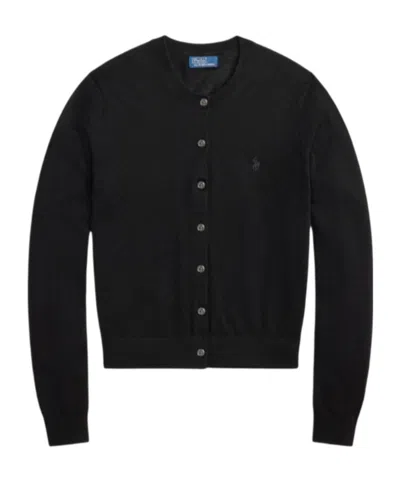 Polo Ralph Lauren Crew Neck Long-sleeved Cardigan In Black
