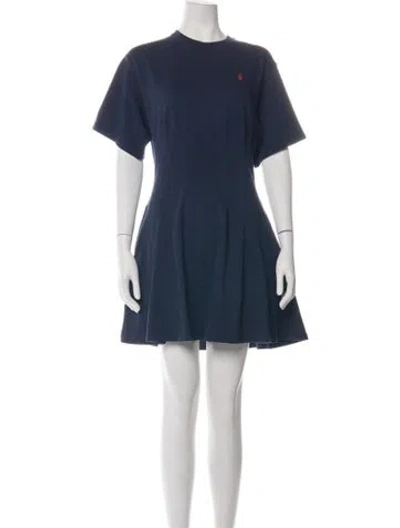 Pre-owned Polo Ralph Lauren Crew Neck Mini Dress In Blue