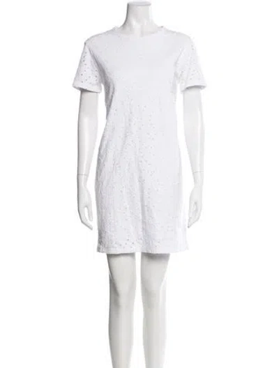 Pre-owned Polo Ralph Lauren Crew Neck Mini Dress In White