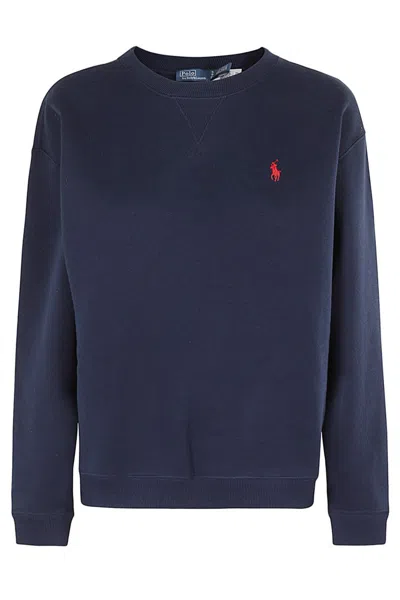 Polo Ralph Lauren Crew Neck Navy Sweatshirt In Blue
