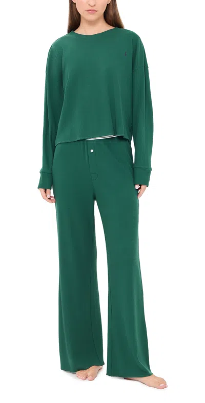 Polo Ralph Lauren Crew Neck Pajama Set Dark Clover In Green