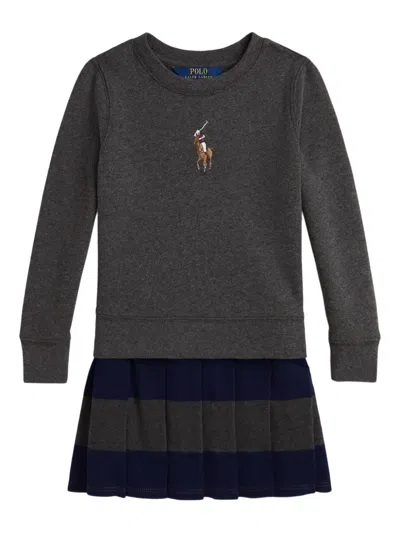 Polo Ralph Lauren Kids' Crew-neck Pleated Dress In Black