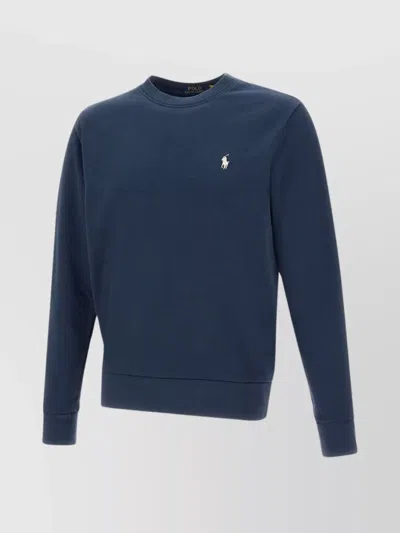 Polo Ralph Lauren Crew Neck Brushed Cotton Sweatshirt In Blue