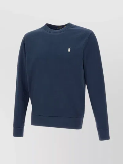 POLO RALPH LAUREN CREW NECK RIBBED HEM COTTON SWEATSHIRT