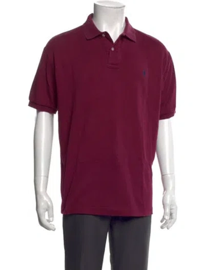 Pre-owned Polo Ralph Lauren Crew Neck Short Sleeve Polo Shirt In Burgundy