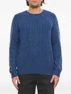 Polo Ralph Lauren Cotton Jumper With Cable Knit Design In Blue