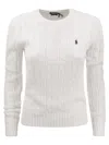 Polo Ralph Lauren Slim Fit Cable Knit In Bianco