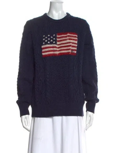Pre-owned Polo Ralph Lauren Crew Neck Sweater In Blue