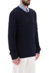 Polo Ralph Lauren Navy Blue Cable-knit Crew-neck Sweater In Blue