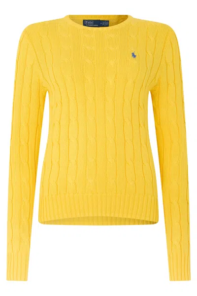 Polo Ralph Lauren Crew Neck Sweater In Cotton With Braids In Yellow