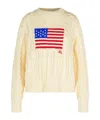 Polo Ralph Lauren Cream Sweater With Flag Detail In Nude