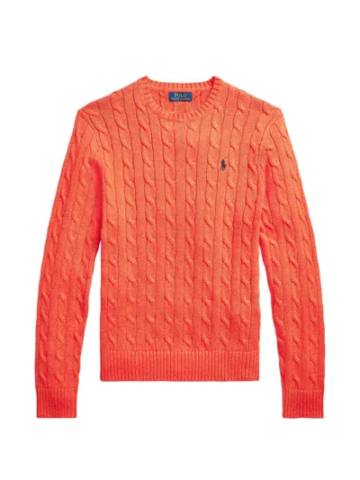 Polo Ralph Lauren Wool Cashmere Sweater Cable Knit Design In Orange