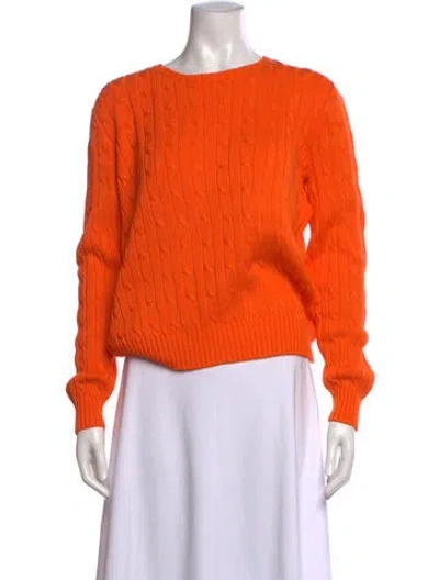 Pre-owned Polo Ralph Lauren Crew Neck Sweater In Orange