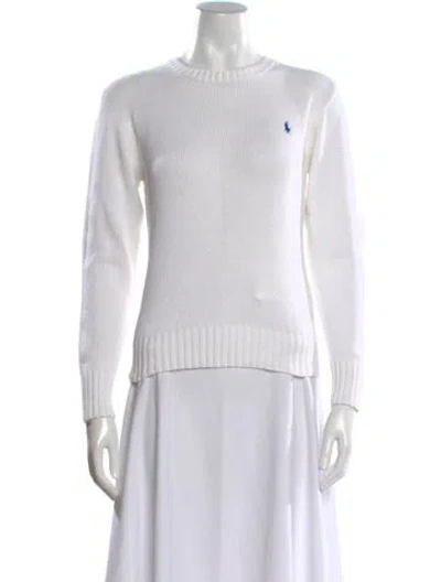 Pre-owned Polo Ralph Lauren Crew Neck Sweater In White