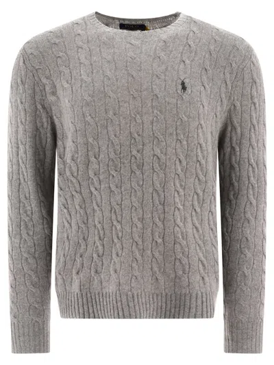 Polo Ralph Lauren Crew Neck Sweater With Logo In Gray