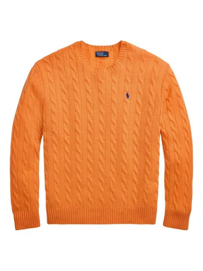 Polo Ralph Lauren Crew Neck Sweater With Logo In Orange