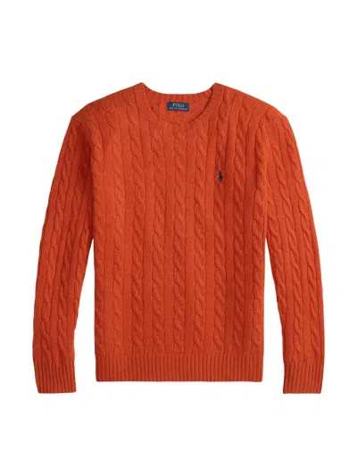 Polo Ralph Lauren Crew Neck Sweater With Logo In Orange
