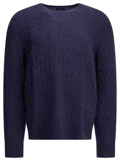 Polo Ralph Lauren Crew Neck Sweater With Logo In Purple