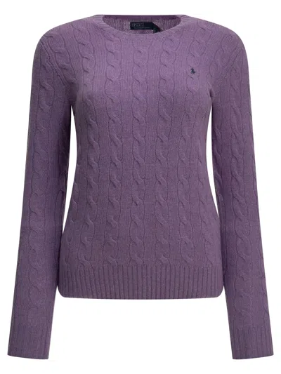 Polo Ralph Lauren Crew Neck Sweater With Logo In Purple