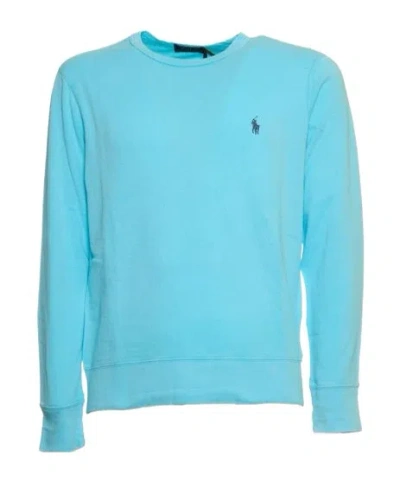 Polo Ralph Lauren Aqua Blue Sweatshirt With Embroidered Pony Logo
