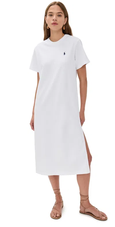 POLO RALPH LAUREN CREW NECK T-SHIRT DRESS WHITE