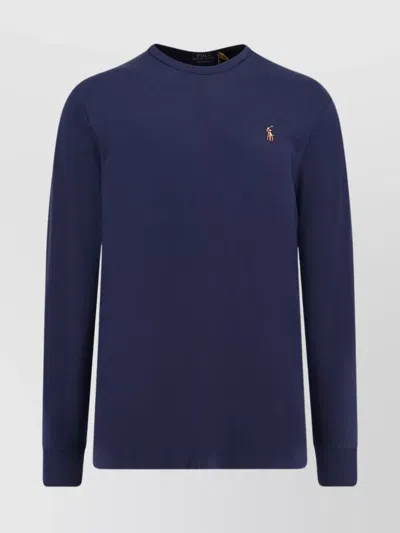 Polo Ralph Lauren Cotton T-shirt With Iconic Embroidery In Blue