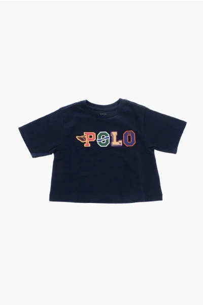 Polo Ralph Lauren Crew-neck T-shirt With Embossed Maxi Logo In Blue