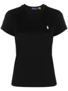 Polo Ralph Lauren Black Crewneck T-shirt With Contrasting Logo Embrodery