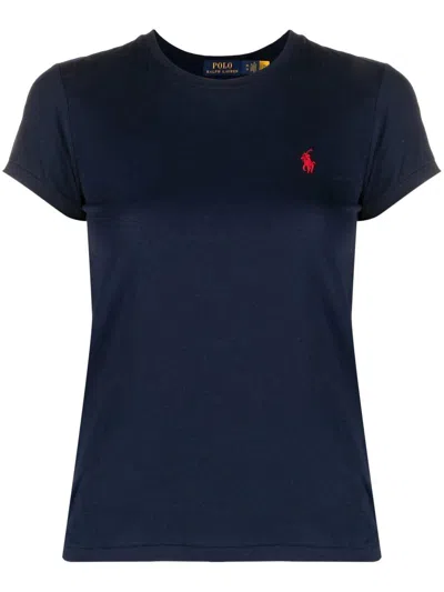 Polo Ralph Lauren Crew Neck T-shirt With Horse In Blue