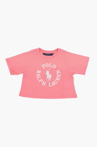 Polo Ralph Lauren Crew-neck T-shirtwith Frontal Logo In Pink