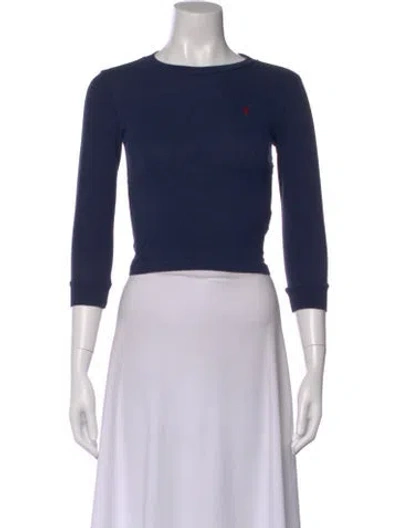 Pre-owned Polo Ralph Lauren Crew Neck Three-quarter Sleeve Polo In Blue