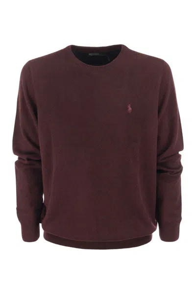 Polo Ralph Lauren Crew-neck Wool Sweater In Burgundy