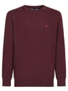 Polo Ralph Lauren Bordeaux Crewneck Sweater With Pony Logo Embroidered On The Front In Vine