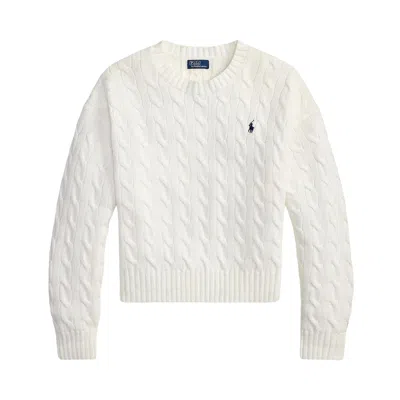 Pre-owned Polo Ralph Lauren Crew Pullover Sweater 'white' | Women's Size L