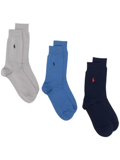 Polo Ralph Lauren Crew Socks (pack Of Three) In Blue