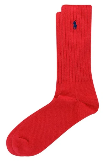 Polo Ralph Lauren Cotton-blend Classic Crew Socks In Red