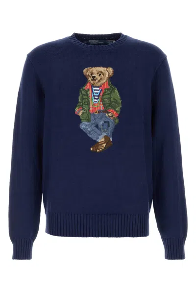 Polo Ralph Lauren Crewneck Bear-xl Nd  Male In Blue