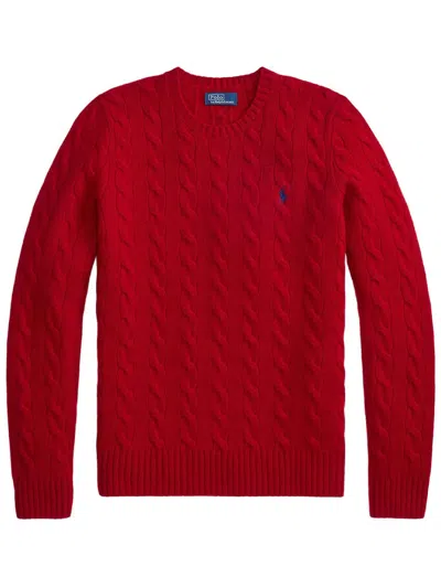 Polo Ralph Lauren Crew-neck Cable-knit Wool And Cashmere Pullover In Red