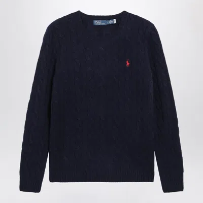 Polo Ralph Lauren Crewneck Cable-knit Wool And Cashmere Sweater In Navy In Blue