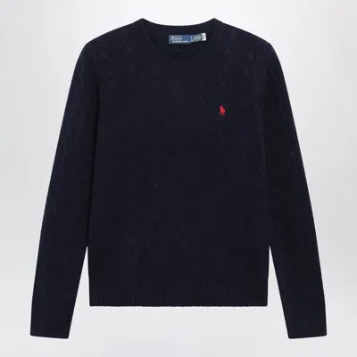 Polo Ralph Lauren Crewneck Cable-knit Wool And Cashmere Sweater In Navy In Blue