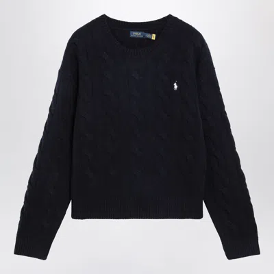 Polo Ralph Lauren Crewneck Cable-knit Wool And Cashmere Sweater In Navy In Blue