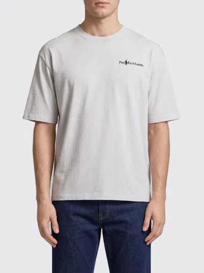 Polo Ralph Lauren Crewneck Cotton T-shirt With Contrast Logo In Gray