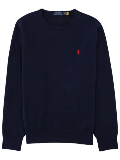 Polo Ralph Lauren Crewneck Embroidered Logo Cotton-blend Sweatshirt In Blue