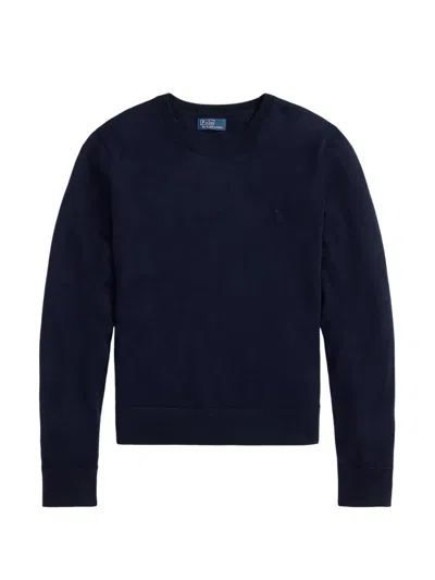 Polo Ralph Lauren Crew-neck Embroidered Sweater In Blue
