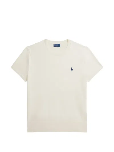 Polo Ralph Lauren Short-sleeve Logo Knitted Top In Neutral