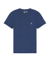 Polo Ralph Lauren Mens Newport Navy Neon Yellow Logo-embroidered Cotton-jersey T-shirt L In Derby Blue Heather