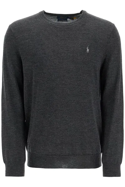 Polo Ralph Lauren Crewneck Pullover With Embroidered In Grey